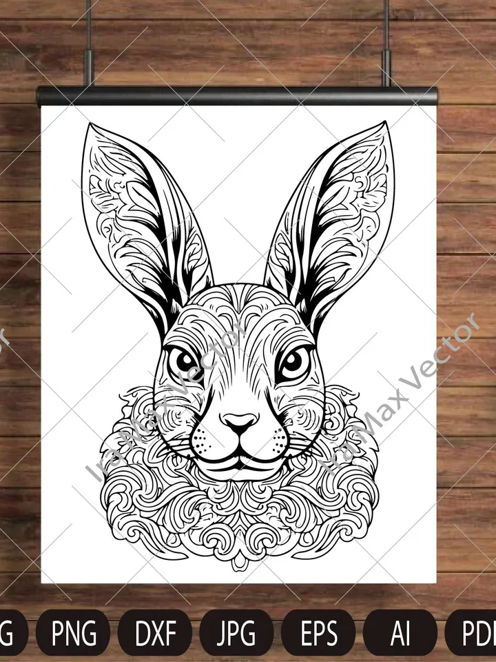 Bunny SVG, Rabbit mandala, Easter Bunny SVG, Happy Easter svg, Spring svg, Rabbit SVG Cut file, Animal Face svg, Rabbit face, Rabbit head