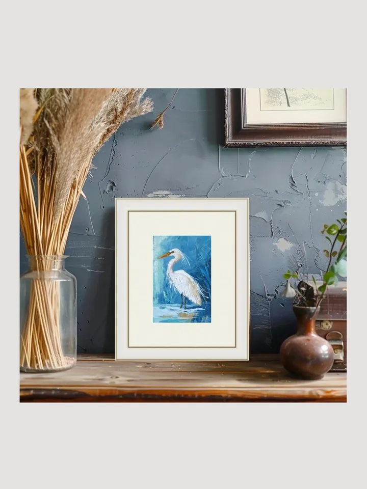 Original Mini Oil Painting Heron Portrait with Palette Knife Technique Graceful Heron Artwork Mini Oil Bird Art