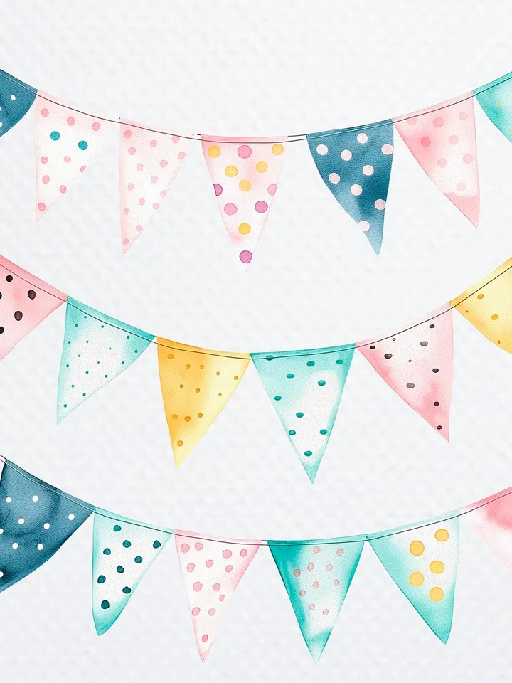 21 Party Bunting PNG Bundle, Coloured Garland Clipart, making card, Printable Watercolor clipart, High Quality PNGs, Paper crafts, Birthday