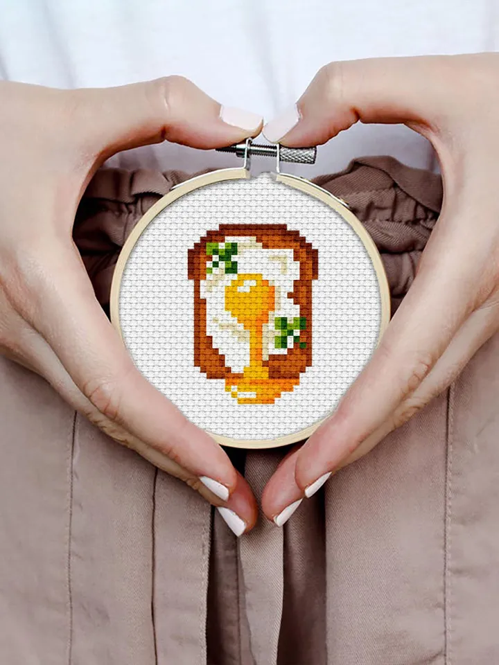 Egg sandwich small cross stitch pattern PDF Mini cross stitch chart, Minimalistic food cross stitch Instant download PDF, Kitchen decor #F12