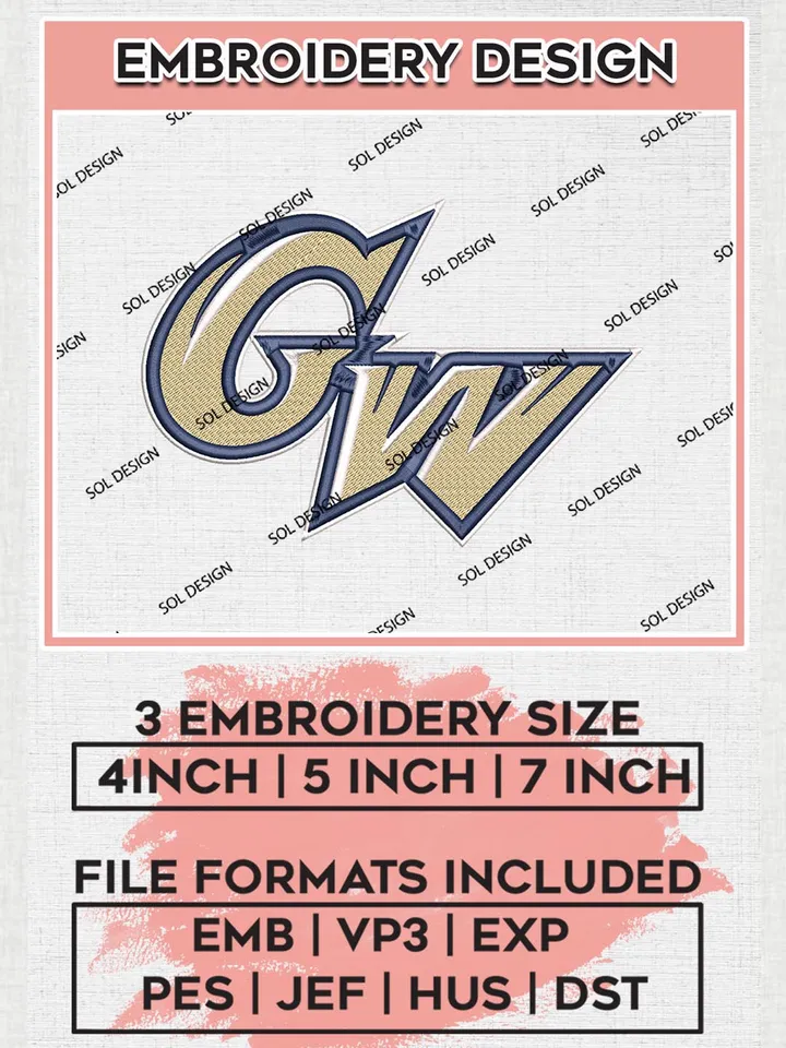 NCAA GW Revolutionaries Team Logo Machine Embroidery Design, NCAA George Washington Revolutionaries Team Design Design files, NCAA Team Embroidery Designs, NCAA Machine Embroidery Designs, Digital Download
