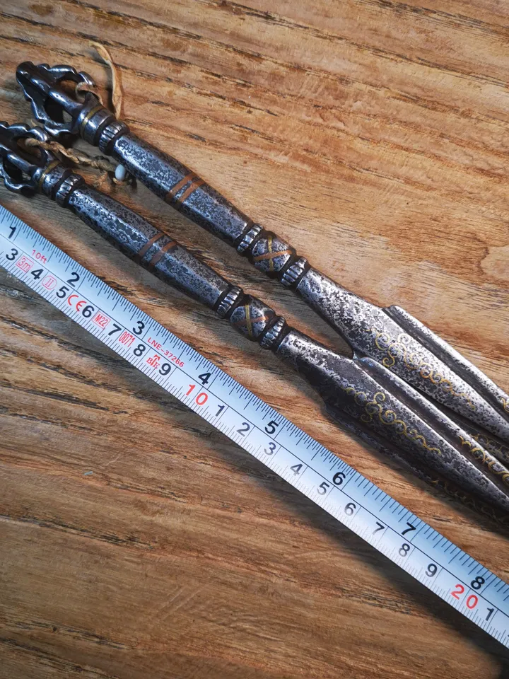 Gandhanra Handmade Antique Tibetan Tantric Practitioner Vajra Chopper Phurba Ritual Implements, 1 Set of 15 PCs,Big Size