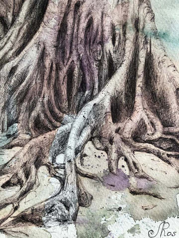 Original Watercolor Painting Tree Artwork Forest Painting