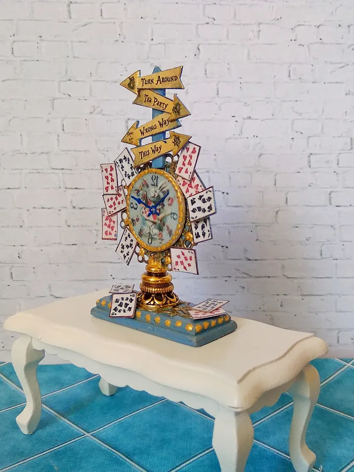Doll clock in the style of Alice. Imitation.1:12 scale.