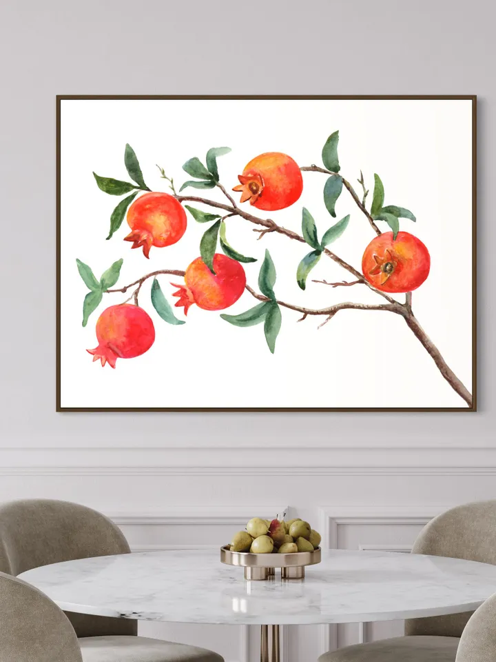 Pomegranate Tree Watercolor Painting Art Print ,Fruit Art Print ,Rustic Kitchen, Kitchen Artwork ,Botanical Print Tree Artwork,Red Art Print