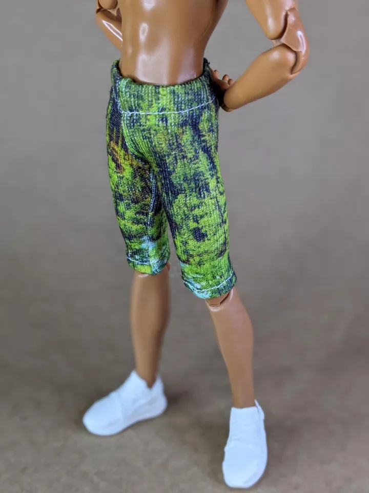 Natural printed elastic long shorts for 12-inch fashion male dolls