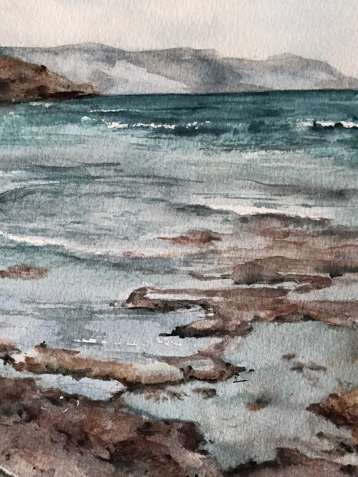 Seascape Original Coastal painting Watercolor Painting Seascape Wall art Ocean Painting Sea Landscape Painting