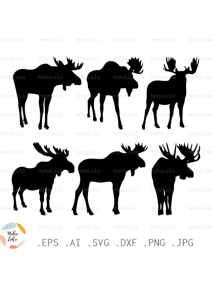 Moose Svg, Moose Silhouette, Forest Animal Svg, Moose Stencil, Moose Cricut, Moose Template Dxf, Moose Clipart Png