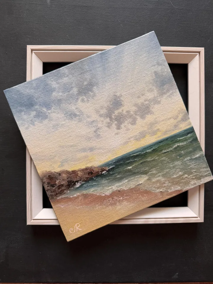 Seascape Original Art Sunset Oil Painting Coast Wall Art Sunrise Painting