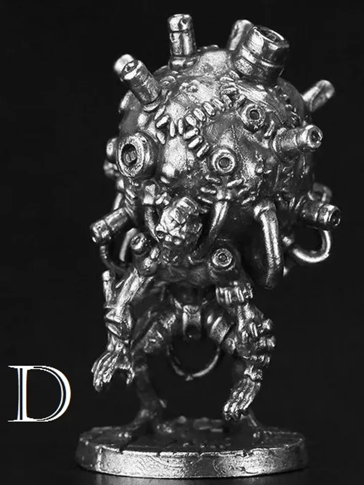 Mechanical Reanimator, copper miniatures, tabletop wargaming fantasy miniature figures.