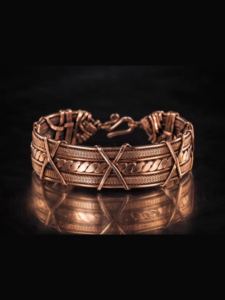 Woven copper wire bracelet Antique style handcrafted copper jewelry Unique gift