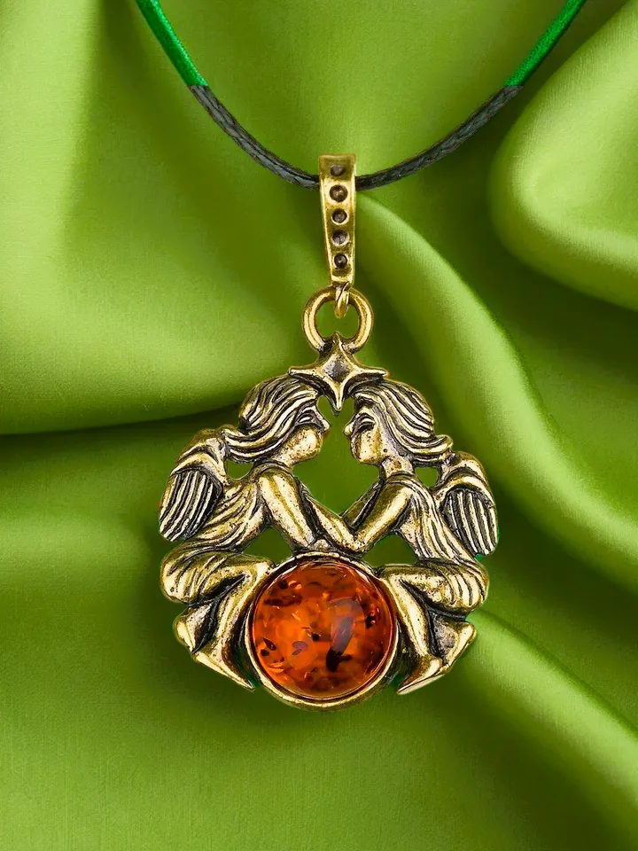 Gemini Necklace Gold Pendant Women Men Gift Gemini Zodiac Jewelry For teenager Amber Jewelry Gift Gemini Zodiac Pendant Everyday meaningful jewelry