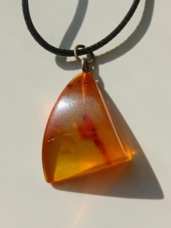 Natural Amber Amulet Pendant Necklace Yellow Gemstone Jewelry Gift for women men