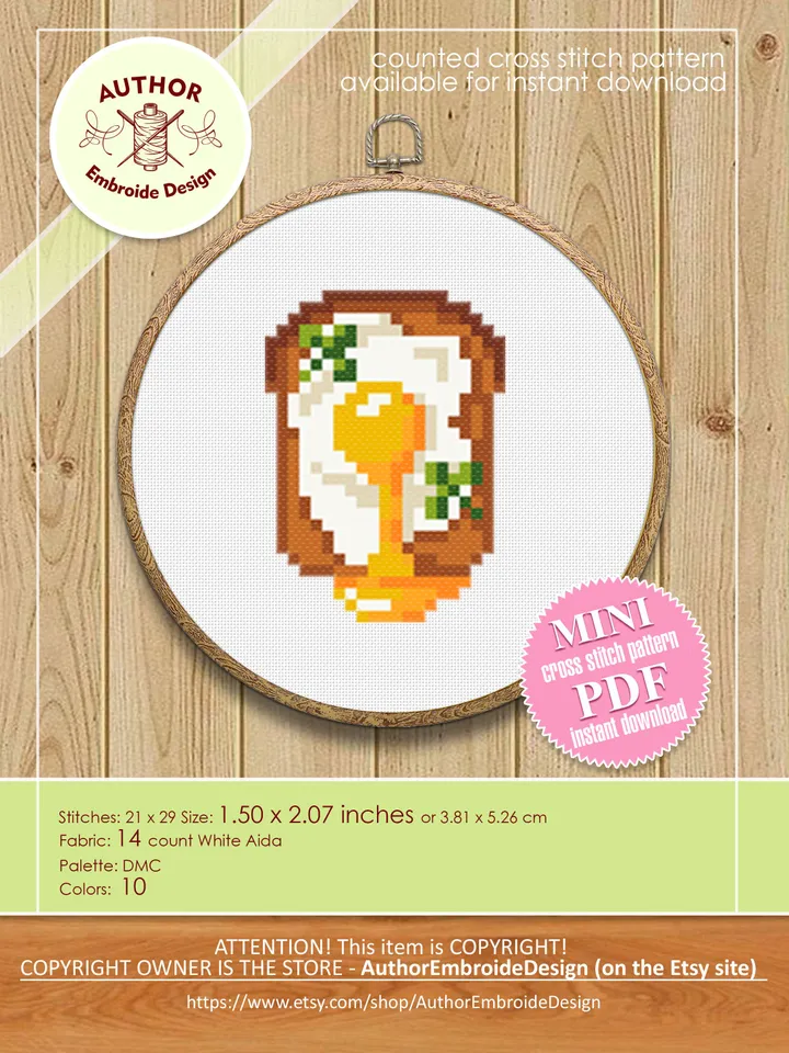 Egg sandwich small cross stitch pattern PDF Mini cross stitch chart, Minimalistic food cross stitch Instant download PDF, Kitchen decor #F12