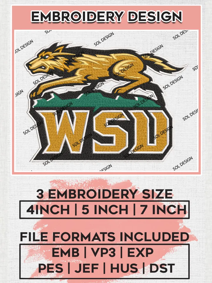 NCAA WSU Raiders Football Team Mascot Logo Embroidery Design Files, NCAA Wright State Raiders Machine Embroidery, NCAA Teams, Game Day, 3 sizes, NCAA Machine embroidery designs, Digital Download