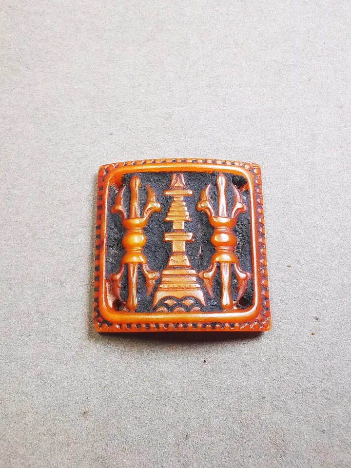 Gandhanra Yak Bone Carved Vajra Stupa Amulet Badge, Tibetan Buddhist Pagoda Pendant