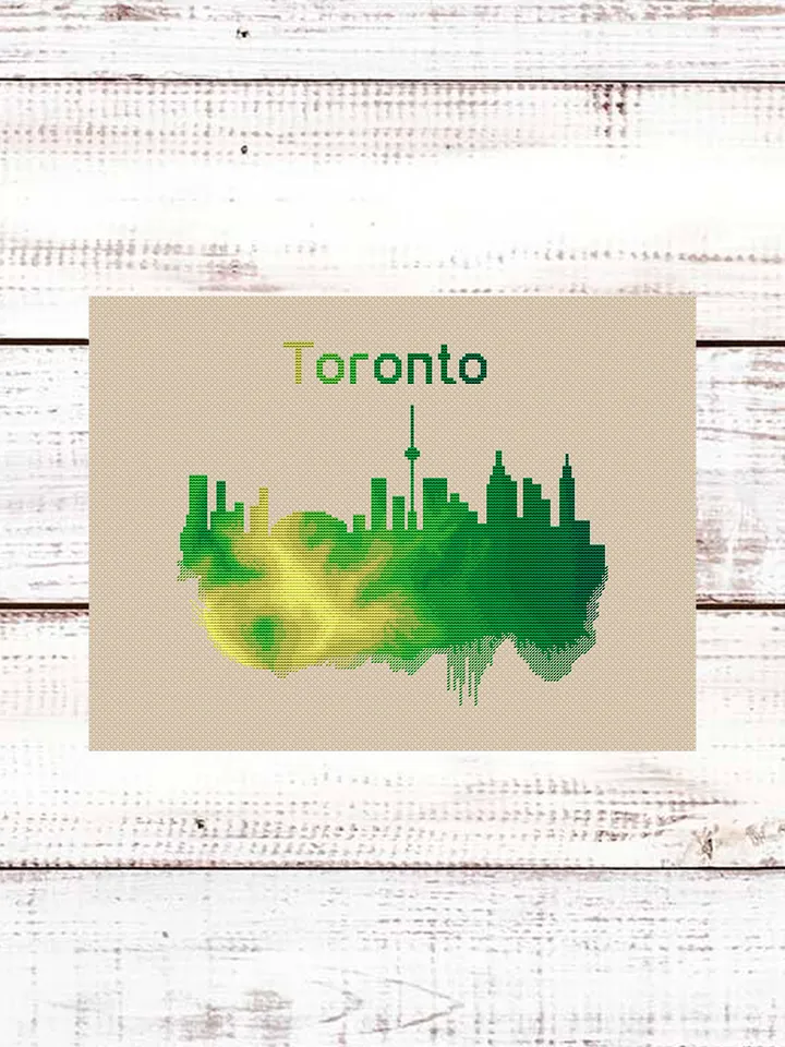 Toronto Cross Stitch Pattern, Modern Cross Stitch, Canada Cross Stitch, Watercolor Xstitch, City Cross Stitch Skyline