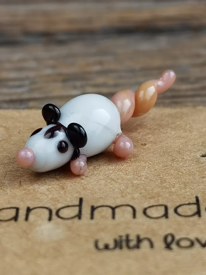 Opossum figurine Rat gifts Pet mouse Rat toy Glass opossum art Mouse miniature Dollhouse miniature Miniature animals Tiny glass possum