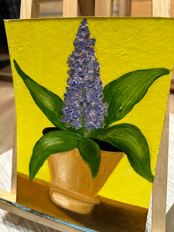 Oil Painting Hyacinth In A Pot Spring Flowers Wall Decor Nature Floral Art Miniature 8x6 inches 21x15 cm New Unframed