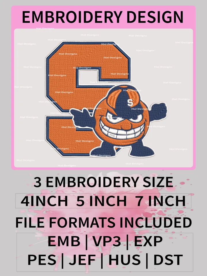 NCAA Syracuse Orange Embroidery File, 3 Sizes, 6 Formats, NCAA Machine Embroidery Design, NCAA Logo, NCAA Teams