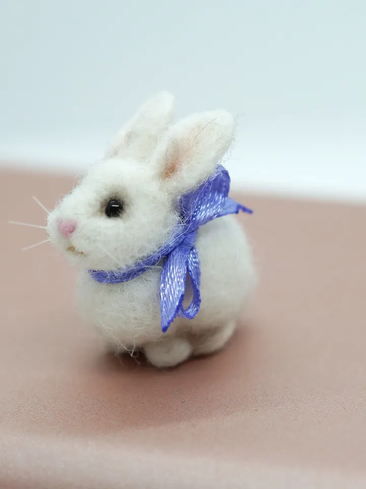 Snowy the rabbit, miniature white needle felted bunny, gift for her, tiny rabbit, made to order