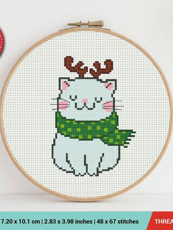 Bundle of 6 Funny Cat New Year Cross stitch pattern | Embroidery Pattern | Instant Download | Embroidery Designs