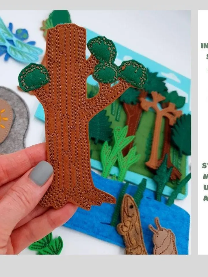 ITH Carboniferous Forest Adventure (Part 3) - Grandpa Oaky's Time Travels - Machine Embroidery Designs + PDF Story & Stone Template 5x7 Hoop