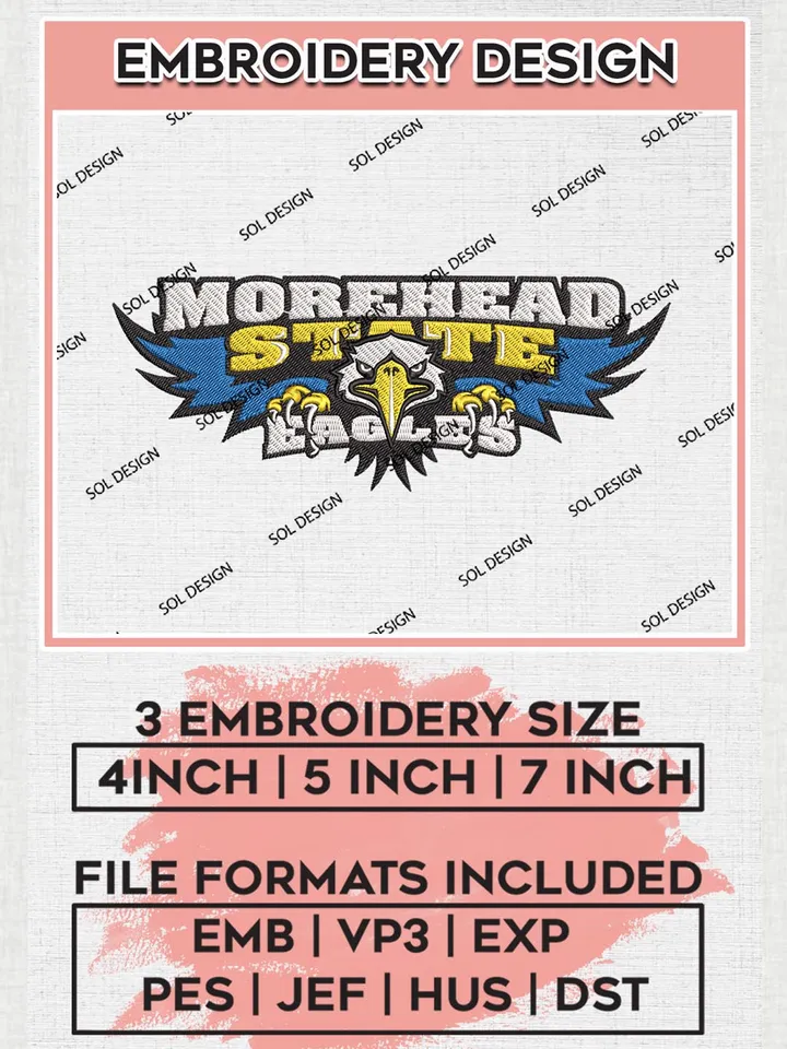 NCAA Morehead State Team Mascot Logo Machine Embroidery Design, NCAA Morehead State Eagles Team Design Design files, NCAA Team Embroidery Designs, NCAA Machine Embroidery Designs, Digital Download