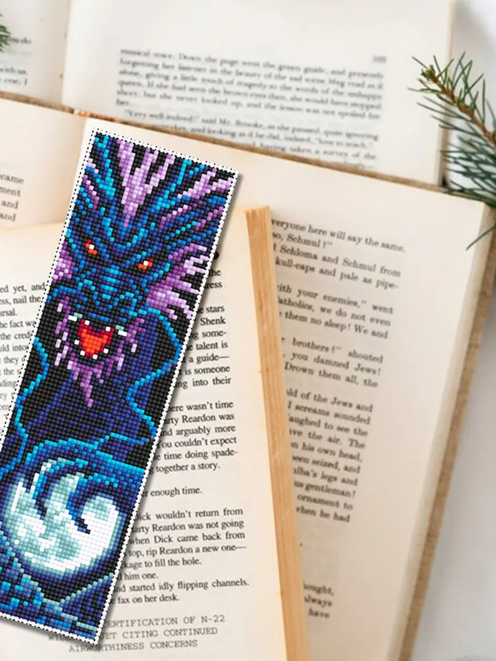 Dragon bookmark cross stitch pattern PDF download Fantasy blue dragon cross stitch chart, Chinese dragon pattern PDF, Chinese New Year #B272