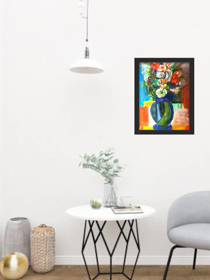 Flowers pastel original painting.Hand made abstract painting on 3 d canvas.