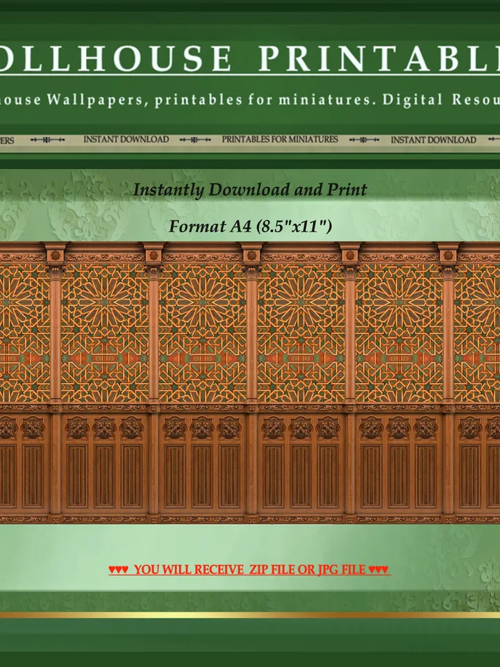 Wallpapers- Set 15-v5 | Printables for Dollhouses and Unique Miniature Projects | Digital Downloads | in Scale 1/12th