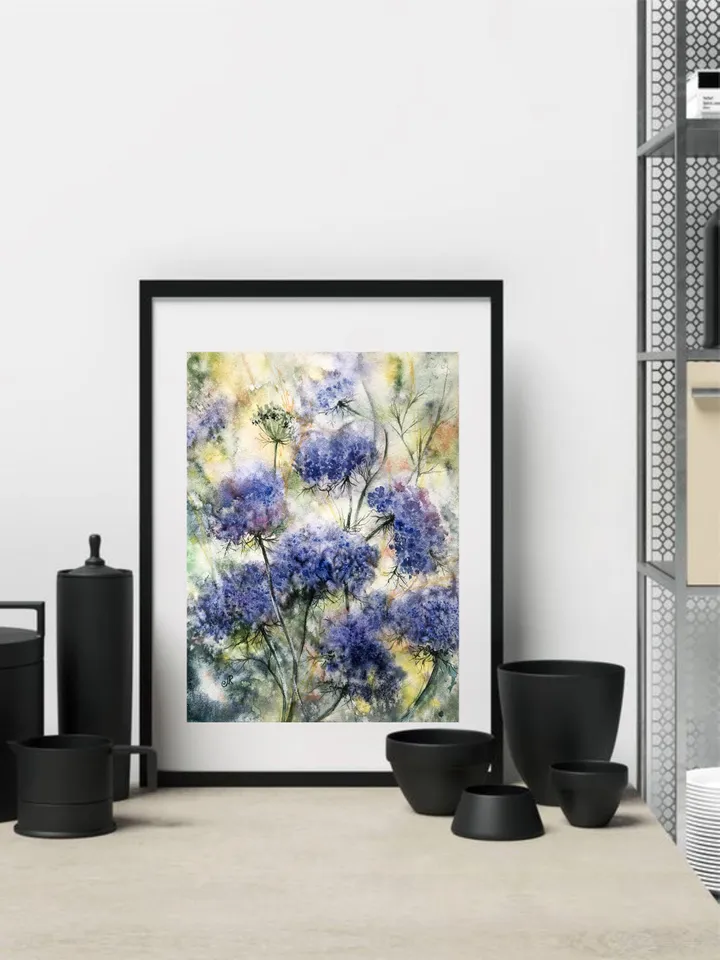 Flowers Original Painting Watercolor Wildflowers Wall Art Floral