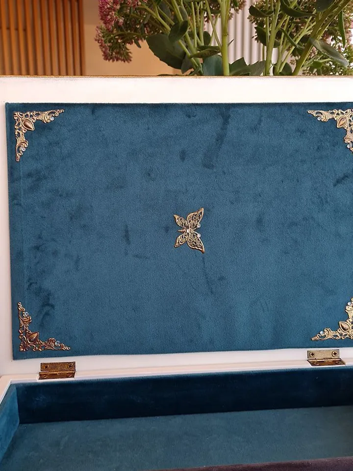 Large white jewelry organizer box Antique jewelry box for women Jewelry box wood