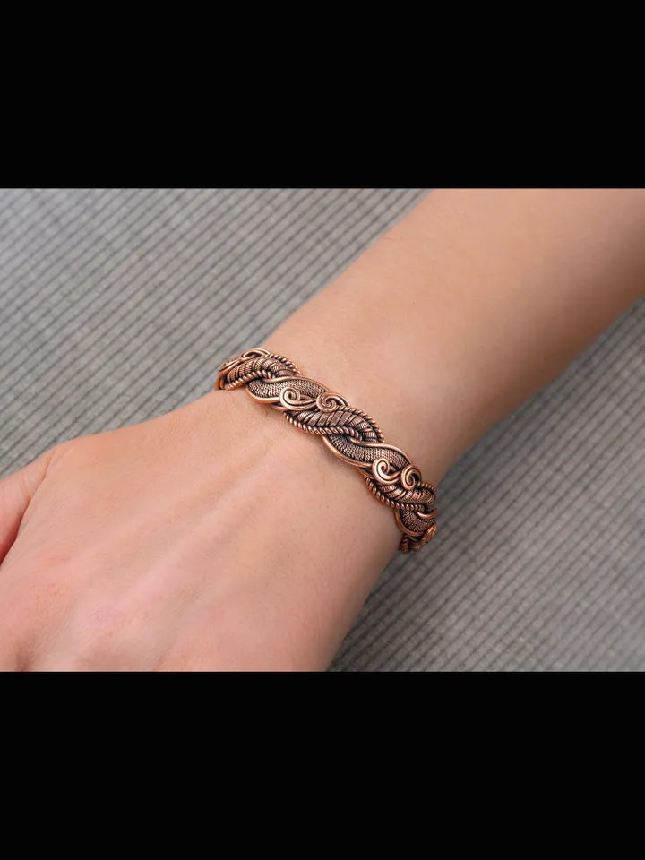 Unique handmade copper wire wrapped bracelet for woman Woven wire copper jewelry Wire wrap art copper jewelry Handmade