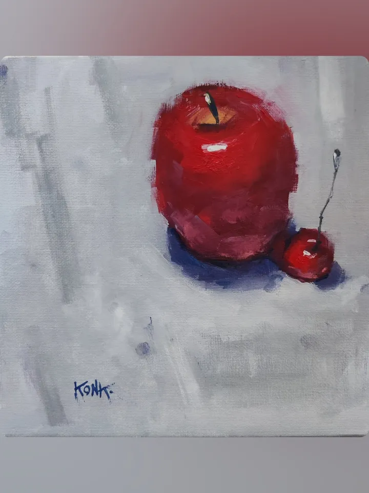 painting oil apple Juicy couple