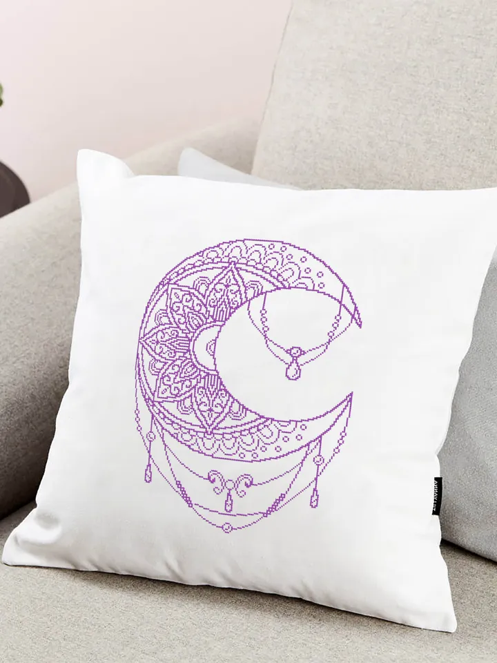 Flower Mandala set cross stitch pattern download PDF Lotus mandala cross stitch, Mandala ornament crescent moon cross stitch chart #S37