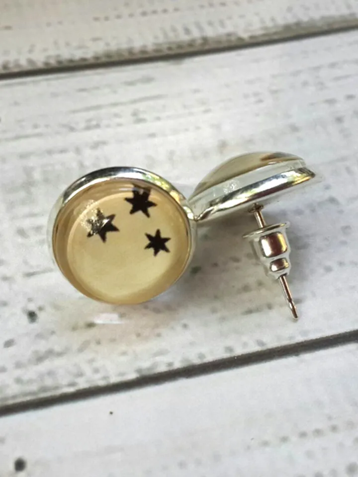 3 stars Harry Potter Earrings, Three stars HP studs recycled