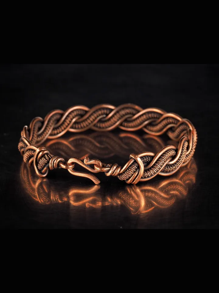 Unique handmade copper wire wrapped bracelet for woman Woven wire copper jewelry Wire wrap art copper jewelry Handmade
