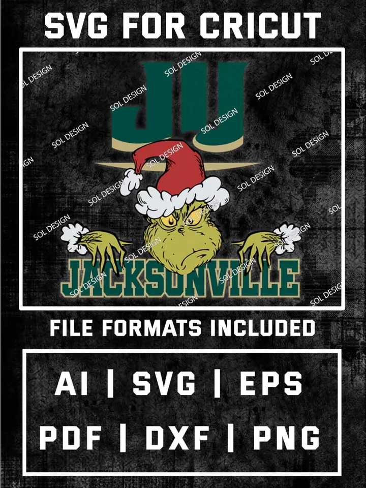 Grinch Jacksonville Dolphins SVG, NCAA SVG Design, NCAA Jacksonville Dolphins SVG, NCAA Dolphins Cricut, Christmas Svg, Grinch svg, Digital Download