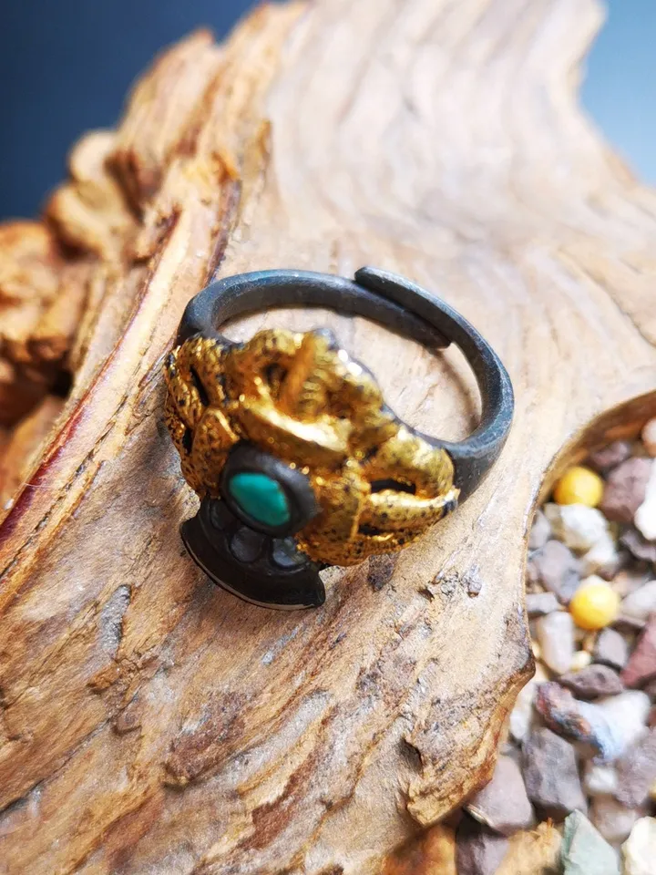 Gandhanra Unique Handcrafted Ring, Tibetan Buddhist Vajra Bell Ring,Made of Pure Gold Filled and Silver Filled,Protection Jewelry