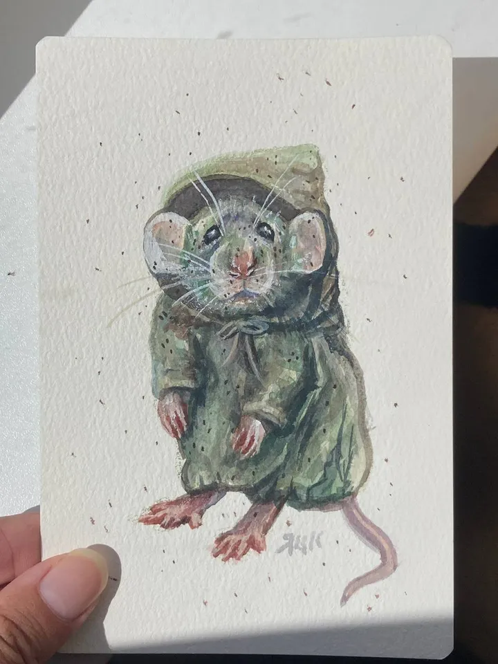 Rat Painting Original Cute Rat Art Small Watercolor Painting Animal Artwork Wizard Animal Illustration Mice Art 4 by 6 Wall Decor