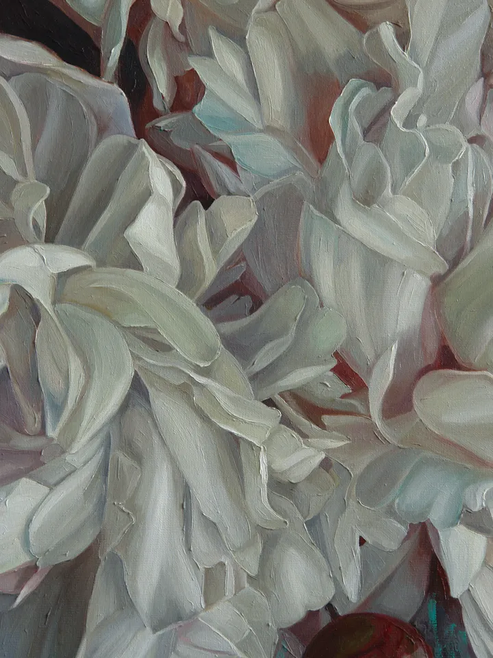 White peonies oil painting