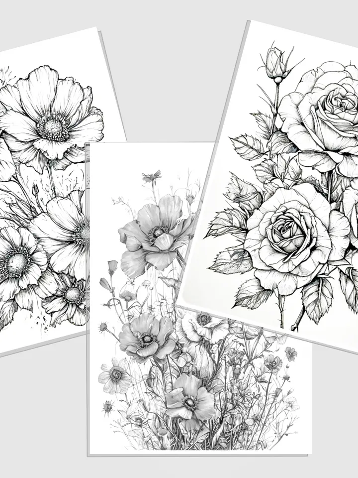 Bright Flowers Coloring Pages for download