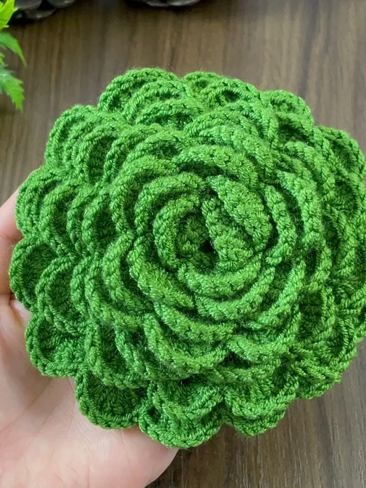 Crochet Rose and Succulent Coaster PDF Pattern, Layered Flower Crochet Design, DIY Home Decor and Handmade Gift for Nature Lovers