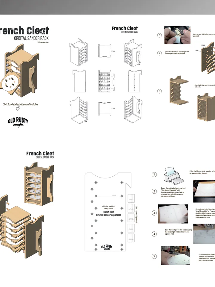 Orbital Sander Rack Plans (PDF) for Workshop – DIY French Cleat Storage System