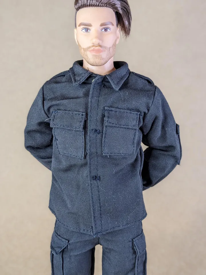 Black military set for 12 inch male dolls