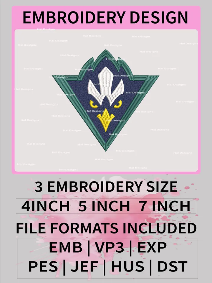 NCAA UNC Wilmington Seahawks Embroidery File, 3 Sizes, 6 Formats, NCAA Machine Embroidery Design, NCAA Logo, NCAA Teams