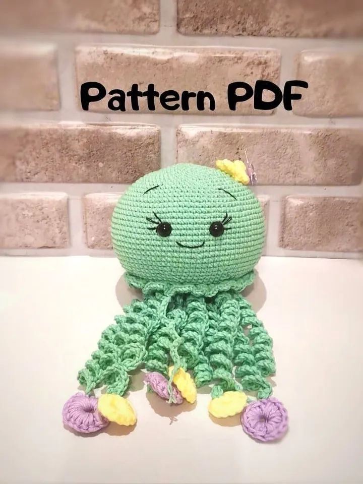 QUALLE Crochet PDF file in English pattern crochet pattern jellyfish toy detailed description of crocheting with photos
