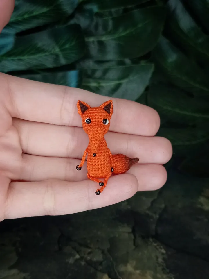 PDF crochet pattern little fox. Crochet miniature pattern. Little fox toy pattern. DIY cute toy. Pattern amigurumi
