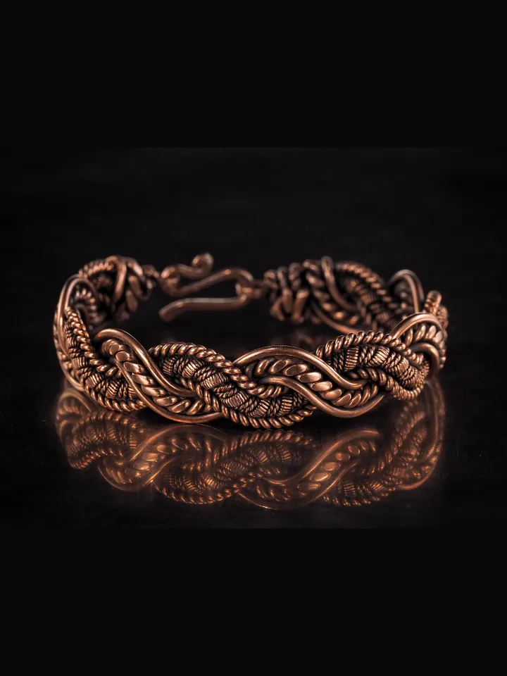 Copper wire wrapped bracelet for woman 7th Anniversary gift Small size bracelet